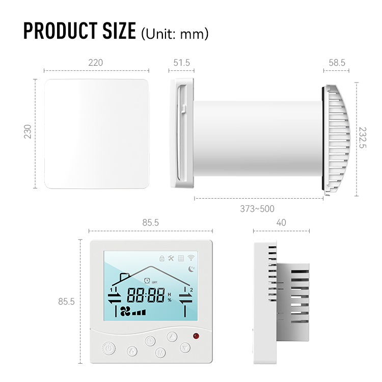 Smart Home Ventilation System - LCD 디스플레이 열 회수 환기장치 ERV