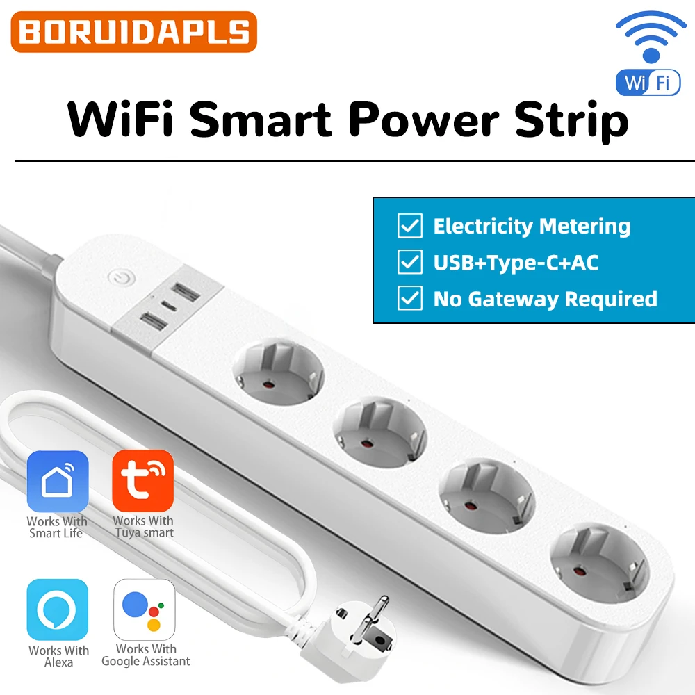Smart Home Energy App - BORUIDAPLS EU 플러그 WiFi 스마트 멀티탭