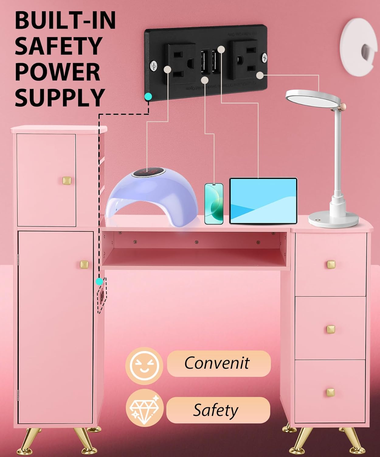핑크 네일 테이블 (네일 기술자용), 기술자용 책상,  - Smart Home Pc 리뷰 및 가격