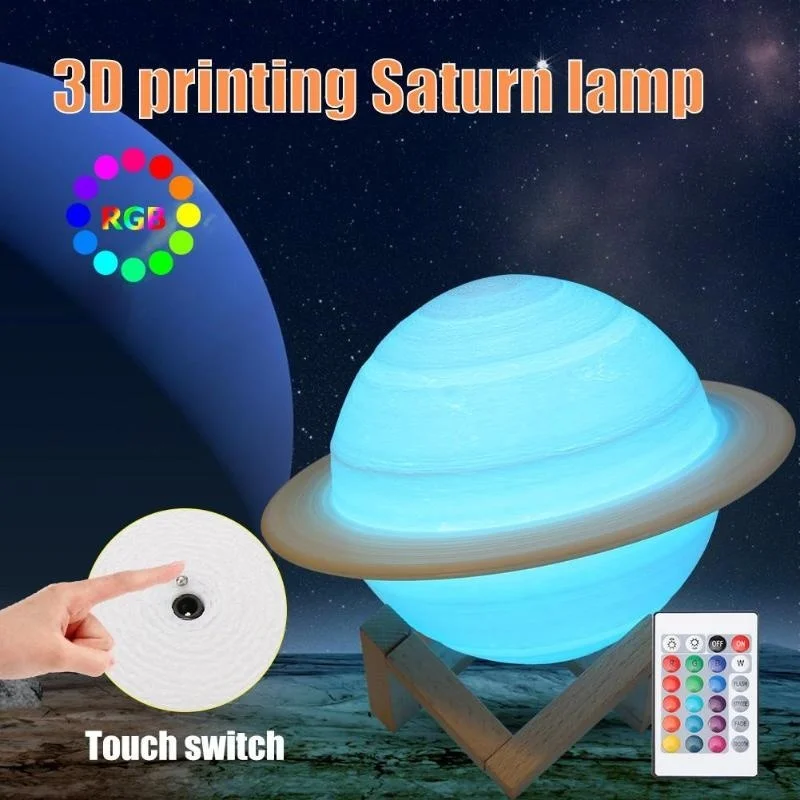 LED 밤 빛 3D 인쇄 토성 램프 16 색 3D 빛  - Voice Control Light Bulb 리뷰 및 가격