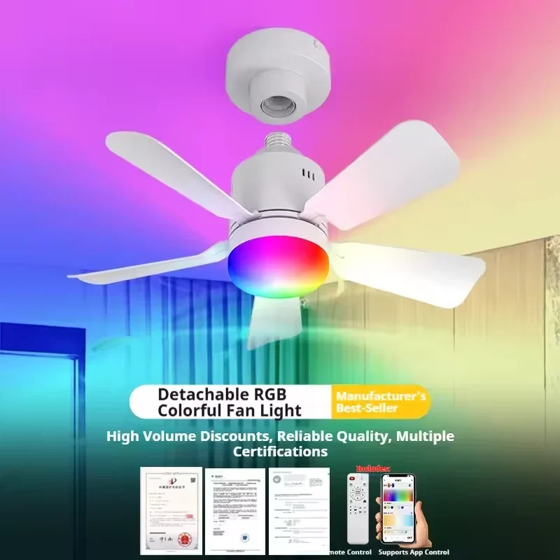 RGB LED 천장 팬 램프 E27 디밍이 가능한 자동 - Smart Home Ventilation System 리뷰 및 가격