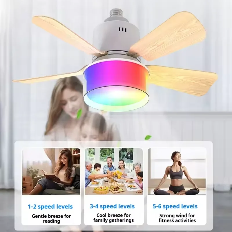 RGB LED 천장 팬 램프 E27 디밍이 가능한 자동 - Smart Home Ventilation System 리뷰 및 가격
