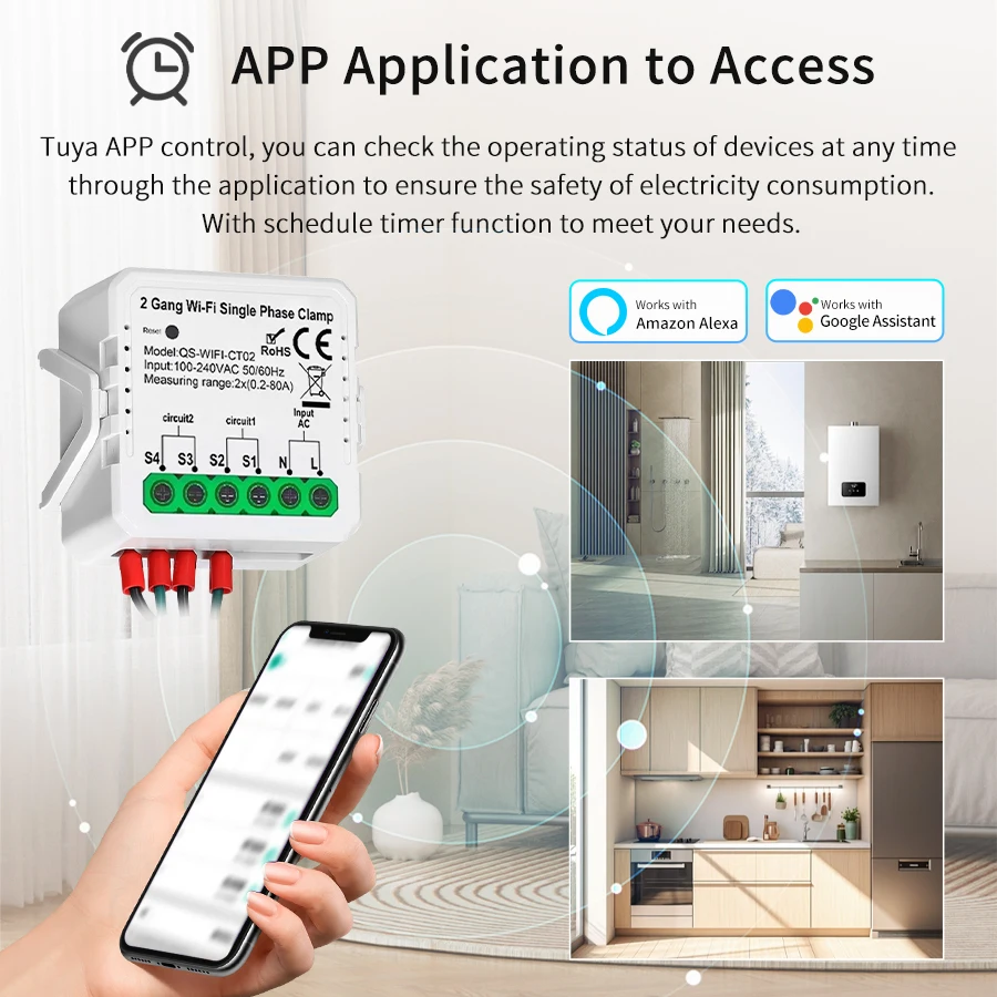 Tuya 스마트 에너지 미터 WiFi 듀얼 위상 클램프 - Smart Home Energy App 리뷰 및 가격