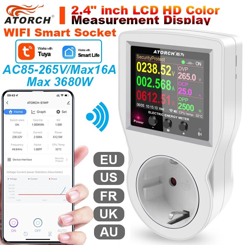 ‌ Tuya WiFi 스마트 소켓 16A 전력 에너지  - Smart Home Energy App 리뷰 및 가격